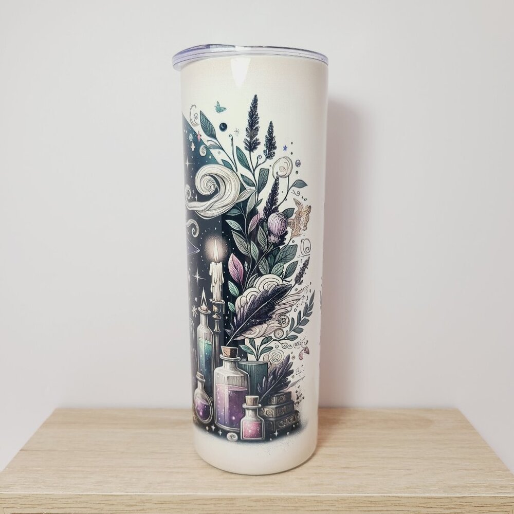 Witch Hat & Spellbooks Skinny Tumbler – 20 oz | Insulated Cup - Picture 3 of 7